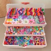 Resim 1005 Parça 'Saç Seti - Tatlı ve Sevimli Fiyonk, Çiçek Tokaları, Yıldız ve Kalp Saç Bantları, Mini Tokalar ve Lastik Seti, Pembe Saklama Kutusu Gibi Kutu ile Doğum Günü Partisi Hediyeleri, Günlük Kıyafetler, Bebekler İçin (Çok Renkli, Tüm Mevsimler İçin Saç Aksesuarı) 