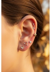 Resim 14 Ayar Altın Piercing Tragus Küpe 