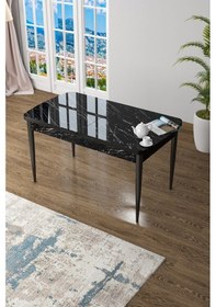 Resim Canisa Concept Zen Serisi 80x132 Mdf Açılabilir Siyah Mermer Desen Masa Takımı Ve 6 Bordo Sandalye Masa Siyah Mermer Desenli Sandalyeler Bordo 