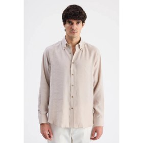 Resim D'S Damat Ds Damat Comfort Bej Düz Gömlek 6HC020302304M 