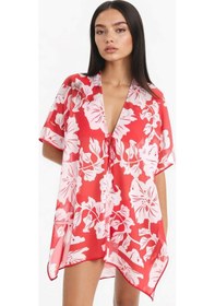 Resim DeFacto Regular Fit Tropikal Desenli Şifon Plaj Kimono-Fall in Love E8221AX25SPRD117 