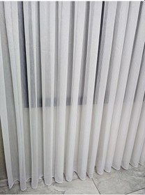 Resim Çizgili Gümüş Simli Tül Perde Ekru 1 E 2,5 Pileli Et4020gumus 