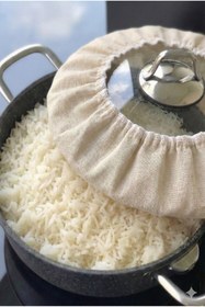 Resim MiniStand Pamuklu Doğal Ham Kumaş Pilav Demleme Örtüsü Demlematik Seti 3'lü 