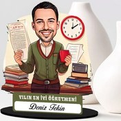 Resim Yılın En İyi Erkek Öğretmeni Karikatürlü Biblo 