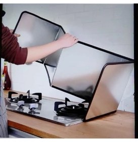 Resim Sıçratmaz Ocak Arkası Koruyucu 120X30 Büyük Boy Katlanabilir Paslanmaz Metal Sac 