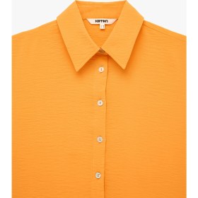 Resim Koton Viskon Salda Kumaş Regular Fit Klasik Yaka Kısa Kollu Gömlek 