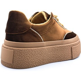 Resim Guja Kalın Taban Kadife Kadın Kahverengi Sneaker Ayakkabı 