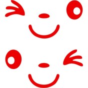 Resim HMNL 2 Adet Kırmızı Yan Ayna Gülen Yüz Sticker 