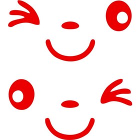 Resim HMNL 2 Adet Kırmızı Yan Ayna Gülen Yüz Sticker 