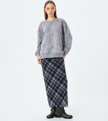 Resim Şardonlu Soyut Baskılı Oversize Yıkamalı Bisiklet Yaka Sweatshirt 