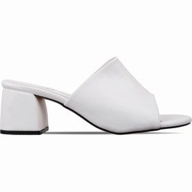 Resim LAL SHOES & BAGS Movement Topuklu Renkli Kadın Terlik-beyaz 