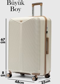 Resim My-pp Bilbao Tekerlekli Kırılmaz Valiz 3'lü Set Bavul Ekru Kemik Şambapnya Ekru 