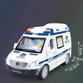 Resim Vardem Oyuncak Polis Minibüs Işıklı Sesli Sürtmeli Araba Yan ve Arka Kapılar Yan Sürgü Kapı Açılır 14X8CMO 