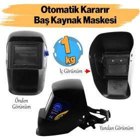 Resim Güneş Enerjili Ayarlanabilir Otomatik Kararan Baş Maskesi Siperlik Kartuşlu Kaynak Gözlüğü Dın 9-13 