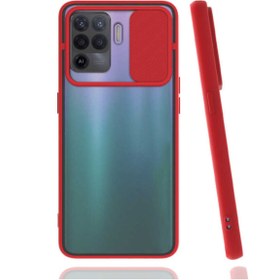 Resim Oppo Reno 5 Lite Kılıf Slayt Sürgülü Kamera Lens Korumalı Buzlu Renkli Silikon 