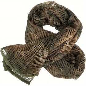 Resim 1'li Paket Kamuflaj Ağı Örgü Eşarp - Nefes Alabilir Örme Karışım, 180.01x89.99 cm Büyük Yüz Peçesi Av, Kampçılık, Açık Hava Sporları için Çok Amaçlı Kullanım - Hayatta Kalma, Cosplay & Doğa Yürüyüşü 