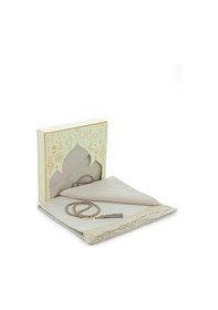 Resim Kutulu Örtülü Tesbihli Hediyelik Çeyizlik Seccade Seti Krem 