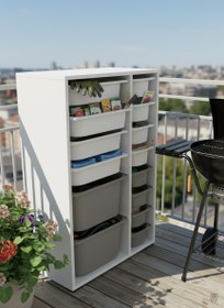 Resim Rine 14 Sepetli Çok Amaçlı Oyuncak Dolabı Gri Beyaz 2D4K8U 