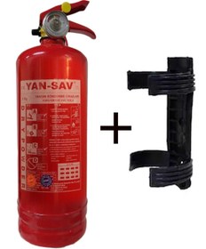 Resim YAN-SAV 1 Kg Yangın Söndürme Tüpü Araç Yangın Tüpü Ev Işyeri Ve Plastik Aparatı 2li Set 