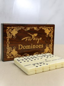 Resim moryconcept Ahşap Kutulu Domino Seti - Şık Tasarım | 20x12 cm | Dayanıklı Taşlar | Hediyelik Oyun Seti 