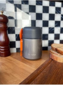 Resim ChefTaste Kaşıklı Yemek Termosu Paslanmaz Çelik 500 ml Gri Yemek Termosu 