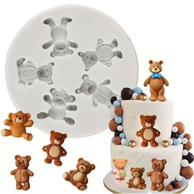 Resim Silikon Ayıcık Çikolata Kalıpları, 5 Bölmeli Mini Sevimli Ayıcık Kek Süsleme, Yumuşak Şeker, Kek Topper, Mutfak Pişirme Aracı, Kurşunsuz Malzeme, Cadılar Bayramı, Paskalya, Hanuka, Şükran Günü için Mükemmel 