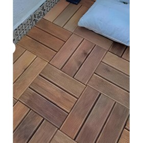 Resim Pinoxi Ahşap Yer Karosu Bahçe Karosu Zemin Döşeme 26,5 x 26,5 cm 