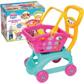 Resim Candy & Ken Sepetli Market Arabası Oyuncak Alışveriş Arabası 