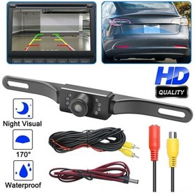 Resim Monyee Araba Geri Görüş Kamerası, 7 Led Işıklı Infrared Gece Görüşü, 170 Geniş Açı, Su Geçirmez Plaka Çerçevesi, Trailer Ve Bot İçin Uygun 