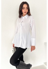 Resim Kadın Geniş Etekli Uzun Kollu Gömlek White Flow Beyaz 
