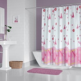 Resim Banyo Duş Perdesi 6020 180x200 Perde Borusu Askı Aparatı 120x200 Hediyeli 