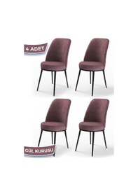 Resim Canisa Dexa Serisi 4 Adet Gül Kurusu Metal Siyah Iskeletli Sandalye Sandalye Gülkurusu Ayaklar Siyah 