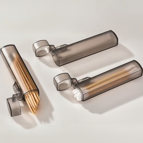Resim 1/5/10 Paket Taşınabilir Şeffaf Plastik Kürdan & Pamuklu Çubuk Tutucu - Sızdırmaz Metal Silindir Tasarımlı Seyahat Organizatörü, Kompakt Masaüstü Depolama için Ev, Kamp, Açık Hava Kullanımı - Modern Minimalist Şeffaf Plastik Kap, Kamp Gereçleri, Şık Tasarım, Sağlam Yapı, Ev Düzenleyici 