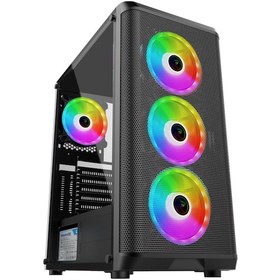 Resim Gametech Wolf 4 x120 MM Rainbow Fanlı Oyuncu Bilgisayar Kasası 