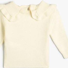Resim Kız Bebek Basic Kazak Bebe Yaka Fırfır Detaylı 