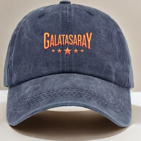 Resim Vintage Galatasaray Baskılı Beyzbol Şapkası - Ayarlanabilir Snapback, Siyah Mavi Renkli, Turuncu ve Beyaz Logolu, Erkekler ve Kadınlar için Unisex Açık Hava Şapkası, Spor Hayranları, Kamp ve Seyahat için Mükemmel Hediye, Kamp Şapkası 