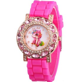 Resim Monyee Kız Çocukları İçin Mavi Sarı Kuyruklu Teknozot Desenli Kol Saati - Zirkonlu Çerçeve, Kuvars Hareket, Silikon Kordon Çok Renkli 