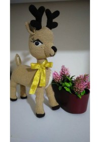 Resim Amigurumi El İşi Doğal Oyuncak Yılbaşı Geyiği Puzzy 