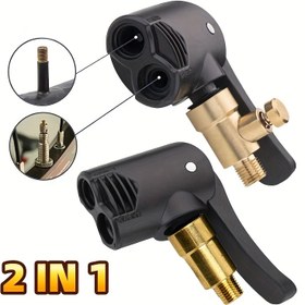Resim 2-in-1 Bisiklet Hava Nozulu ve Şişirilebilir Pompası - Dayanıklı Pirinç Vana Bağlantısı, Taşınabilir Bisiklet Lastiği Hava Chuck Pompası, Siyah Beyaz Numaralandırma ile, Yol ve Dağ Bisikletleri için Temel 