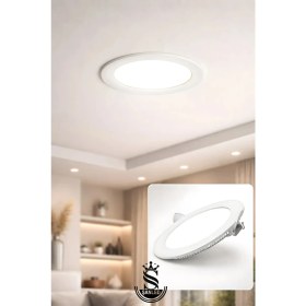 Resim ŞANLED 18W Tasarruflu LED Yuvarlak Beyaz Işık Sıva Altı Slim Panel Tavan Aydınlatma Armatürü-8 Adettir 