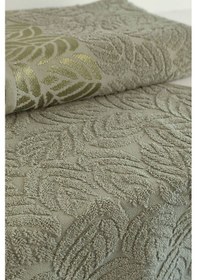 Resim 2'li Jakarlı Yaprak Desenli %100 Pamuk El Yüz Havlusu-50x90cm-yeşil Yesıl Yeşil 