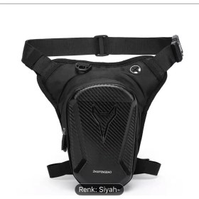 Resim Sannora Bags Siyah Erkek Motorcu Bacak Çantası Su Geçirmez Sert Korumalı Gece Görüşlü Outdoor Bel ve Omuz Çantası 
