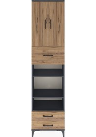 Resim Arges Dolap 5 Raflı 3 Çekmeceli 2 Kapaklı 60x30x243 Antrasit-çam Antrasit 