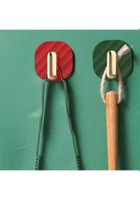 Resim 2li Yapışkanlı Retro Askılık Dolap Kapak Kulpu Yeşil 4767 Çok Renkli 