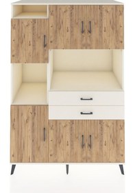 Resim Kronos Dolap 8 Raflı 2 Çekmeceli 6 Kapaklı 132x59x195 Aytaşı-çam/aytaşı Atlas Çam/aytası 