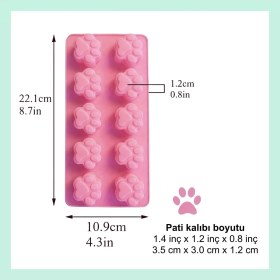 Resim Teknotrust Sevimli Silikon Kalıp – 10 Gözlü Pati Şekilli Kalıp - Pasta Ve Ödül Maması Yapımı Için 1 Adet 