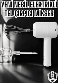 Resim teknodayım Mikser Çırpıcı Şarjlı Mini Taşınabilir Beyaz Tel Çırpıcı Paslanmaz Çelik 