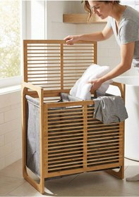 Resim Bambu Çamaşır Sepeti Çift Hazneli 2x35 Litre Bambu 