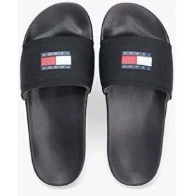 Resim Tommy Hilfiger Erkek Tjm Pool Terlik Siyah Konforlu Kullanım Alanı İçin Düz Topuk 