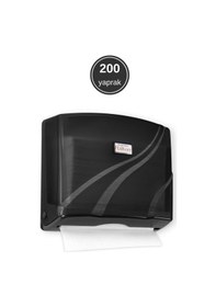 Resim 200 Lü Z Katlamalı Kağıt Havluluk Dispanseri + Banyo Mutfak Duvara Monte Sıvı Sabunluk Siyah Seri Siyah 